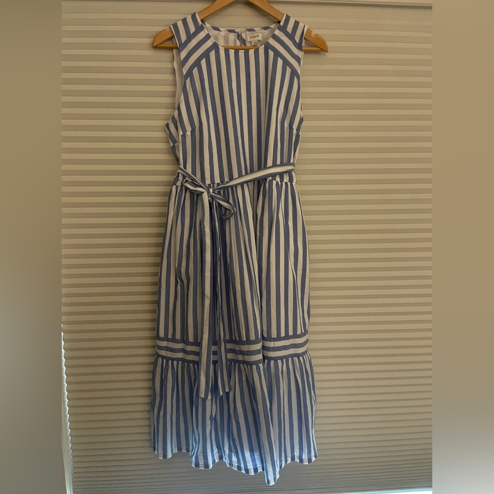 J. Crew Factory Striped Dress in Blue and White